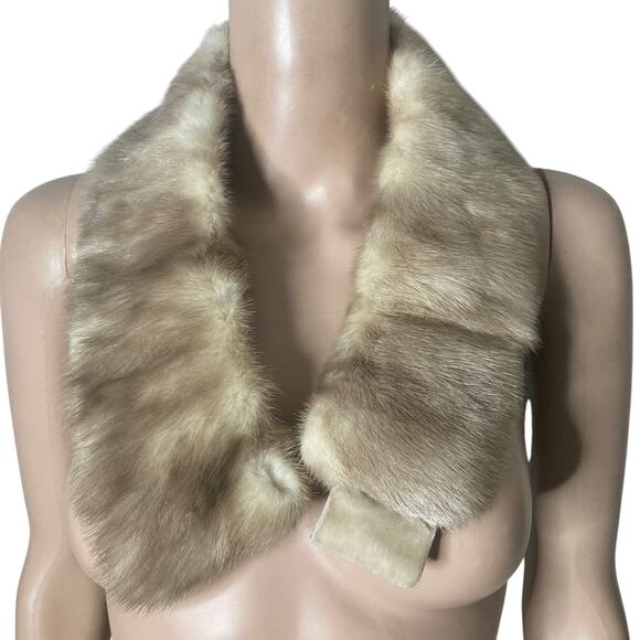 Vintage Mink Collar shawl Neck Warmer Light Brown Soft